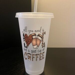 Custom Leopard Print Coffee Tumbler with Straw